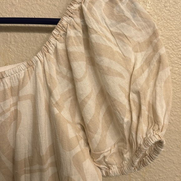 Sincerely Jules Women Short Sleeve Geometrical Pattern Tan Dress Cutout Size Sm - Picture 6 of 7